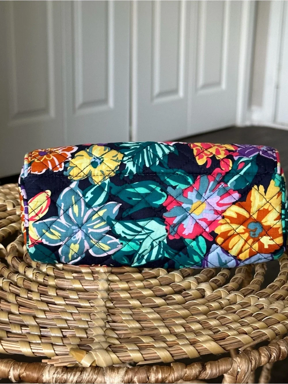Vera Bradley Teal Floral Quilted Cosmetic Clutch